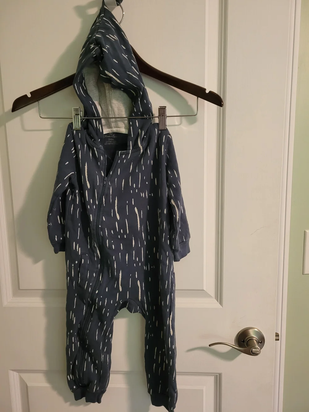 Oliver + Rain Navy/White Baby One-Piece - 24M - Organic Cotton